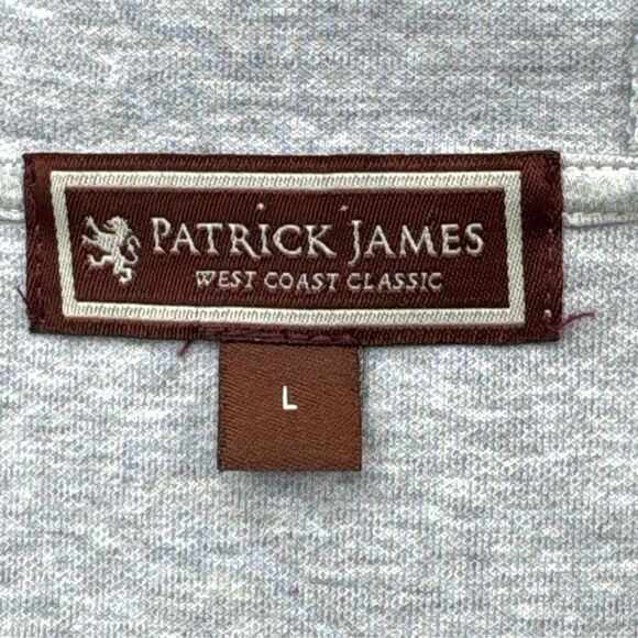 Patrick James Men's Large Gray Zip-Up Hoodie Sweatshirt Casual Athleisure Zip Up - Picture 6 of 8